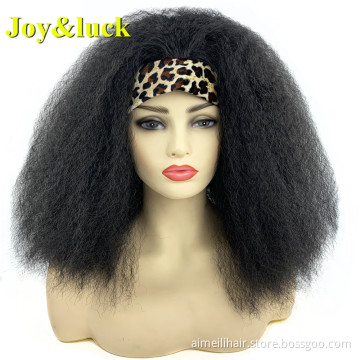 High Quality Head Band Free Part Kinky Straight Headband Wigs for Back Women Cosplay Medium Length Afro Synthetic Hair Wigs